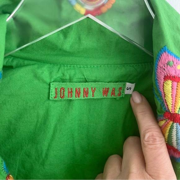 Johnny Was Green Butterfly Floral Embroidered Cropped Jacket Boho Size Small - Picture 2 of 9